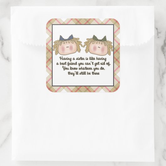 Sister Gedicht Spaß Cartoon Aufkleber (Tasche)