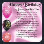 Sister Geem - Happy Birthday Design Quadratischer Aufkleber<br><div class="desc">Ein tolles Geschenk für die Schwester zum Geburtstag</div>