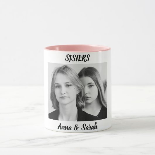 Sister Gift Mug with Photo & Name – Pink Cup Style Tasse (Zentrum)