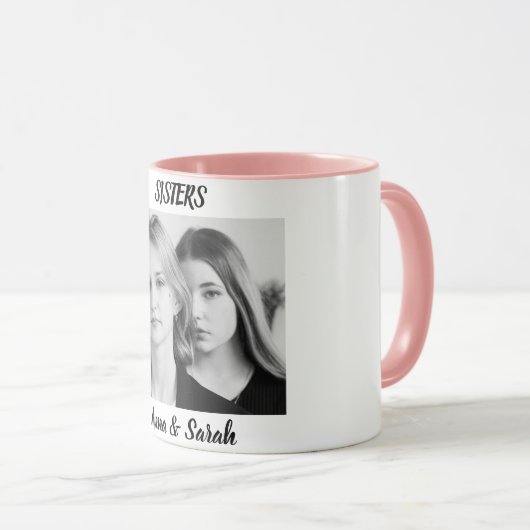 Sister Gift Mug with Photo & Name – Pink Cup Style Tasse (VorderseiteRechts)