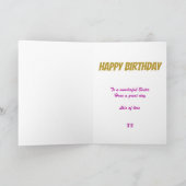 Sister Happy Birthday Modern Gold Typografy Card Karte (Innenseite)