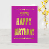 Sister Happy Birthday Modern Gold Typografy Card Karte (Gelbe Blume)