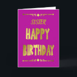 Sister Happy Birthday Modern Gold Typografy Card Karte<br><div class="desc">Eine moderne, rosa und goldfarbene, stilvolle feminine Typografie-Geburtstagskarte mit Polygonrändern oben und unten. Eine schöne Art, deinen Geburtstag zu versenden, wünscht deiner Schwester. Die Karte kann angepasst werden, indem Sie den Titel von Sister in , Tante, Tochter Schwiegermutter ändern oder sogar einen Namen Ihres Arbeitskollegen oder Angestellten hinzufügen. Dann personalisieren...</div>