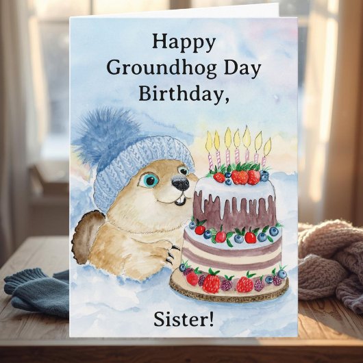 Sister Happy Groundhog Day Birthday  Karte