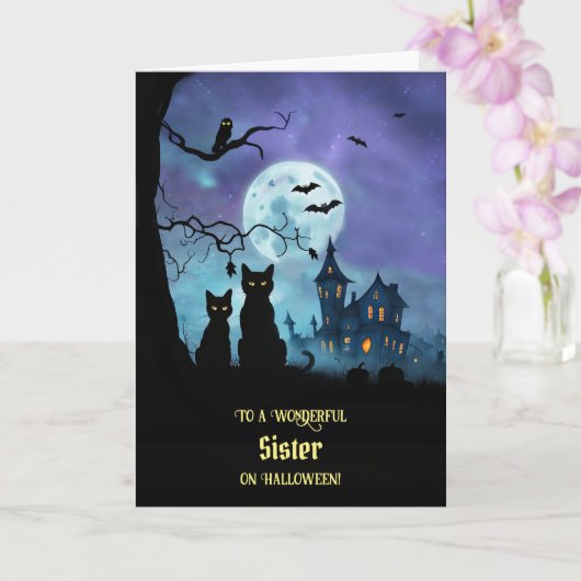 Sister Happy Halloween Custom Cover Text Niedlich Karte (Orchidee)