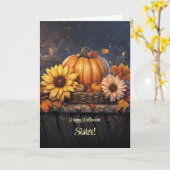 Sister Happy Halloween mit Hübschem Herbst Herbst Karte (Gelbe Blume)