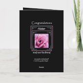 SISTER Hochzeit Herzlichen Glückwunsch - Rosa Rose Karte (Rückseite)