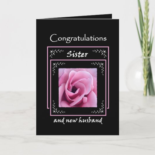 SISTER Hochzeit Herzlichen Glückwunsch - Rosa Rose Karte (Vorderseite)