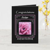 SISTER Hochzeit Herzlichen Glückwunsch - Rosa Rose Karte (Gelbe Blume)