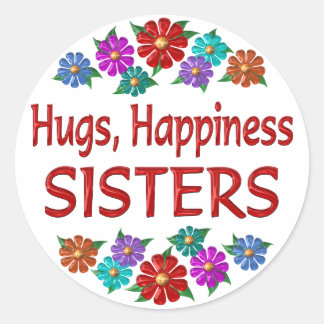 Sister Hugs Runder Aufkleber