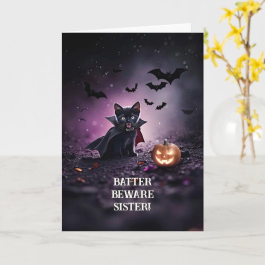 Sister Humour Funny Halloween Niedlich Karte (Gelbe Blume)