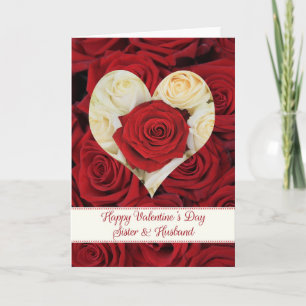 Sister & Husband Happy Valentine's Day Rose Feiertagskarte