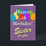 Sister in law Birthday card with colored ballons Karte<br><div class="desc">Sister in law Happy Birthday card with colored ballons. Personalisierbares Digitalisieren. Colorful template design for inlaws and other family members. Custom greeting cards for festive celebrations.</div>