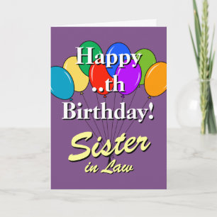 Sister in law Birthday card with colored ballons Karte