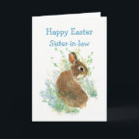 Sister-in-law Happy Easter Cute Bunny Rabbit Feiertagskarte<br><div class="desc">This little rabbit wants to say Happy Easter for Sister-in-law and thanks for being all ears</div>