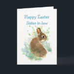Sister-in-law Happy Easter Cute Bunny Rabbit Feiertagskarte<br><div class="desc">This little rabbit wants to say Happy Easter for Sister-in-law and thanks for being all ears</div>