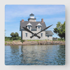 Sister Islands Lighthouse, 1.000 Inseln New York Quadratische Wanduhr