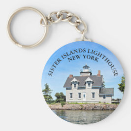 Sister Islands Lighthouse, New York Round Keyring Schlüsselanhänger