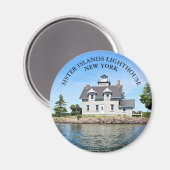 Sister Islands Lighthouse, New York Round Magnet (Vorderseite/Rückseite)
