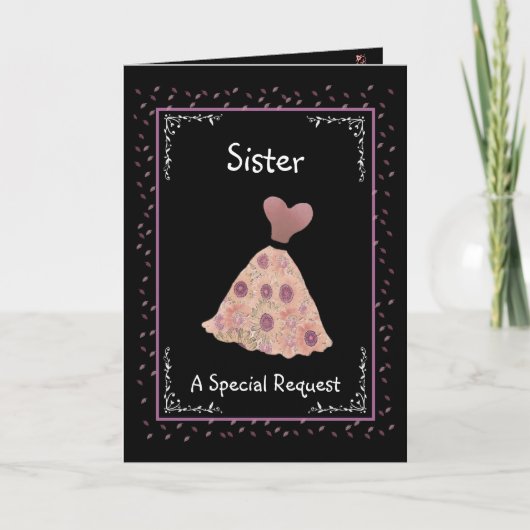 SISTER - Junior Bridesmaid - Peach and Mauve Dress Einladung (Vorderseite)