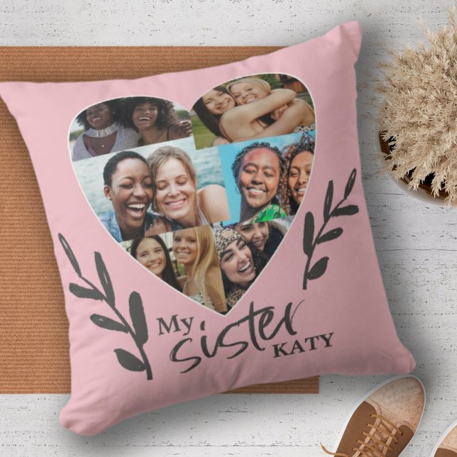 Sister Keepake Heart Collage Quote Kissen (Von Creator hochgeladen)