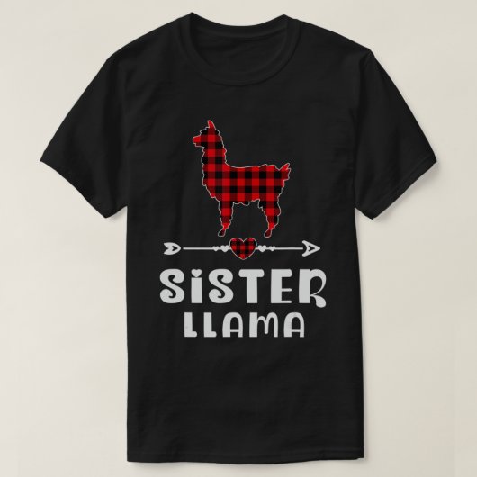 Sister Llama Christmas Pajama Red Kariert Buffalo T-Shirt (Design vorne)