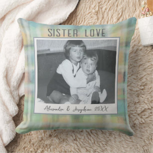 Sister Love Foto-Andenken personalisierte Pastell- Kissen