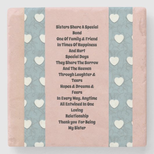 Sister Marshmallow Herz Steinuntersetzer (Vorderseite)