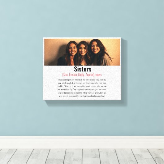 Sister Memorial Definition Custom Acrylic Keepake Leinwanddruck (Insitu (Holzboden))