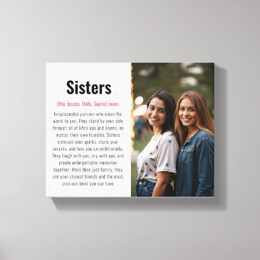 Sister Memorial Definition Custom Acrylic Keepake Leinwanddruck (Vorderseite)