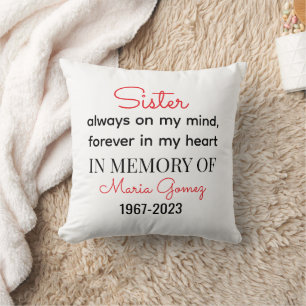 Sister Memorial Heart Plaque - Immer im Kopf Kissen