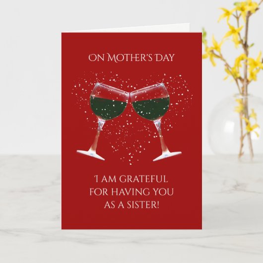 Sister Mother's Day Funny Wine Card Karte (Gelbe Blume)