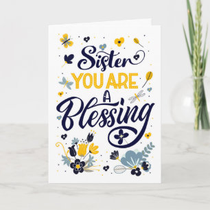 Sister Mother's Day You are a Blessing Botanical Karte