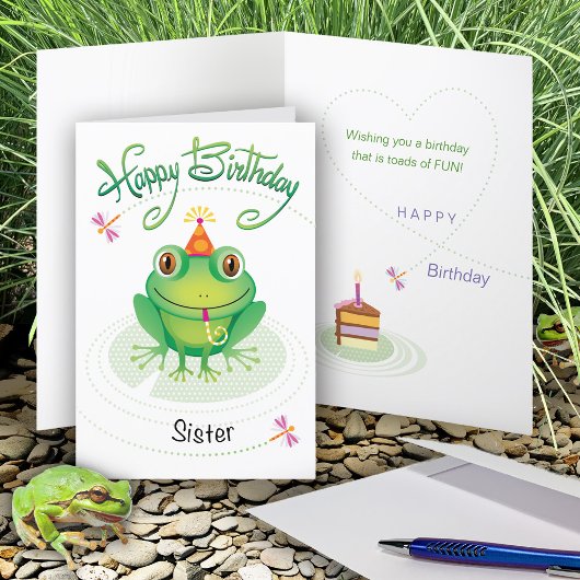 Sister Niedliche Geburtstag Frog Karte