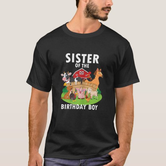 Sister Of The Birthday Boy Farm Animals Matching F T-Shirt (Vorderseite)