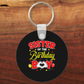 Sister Of The Birthday Boy Matching Family Party B Schlüsselanhänger (Vorderseite)