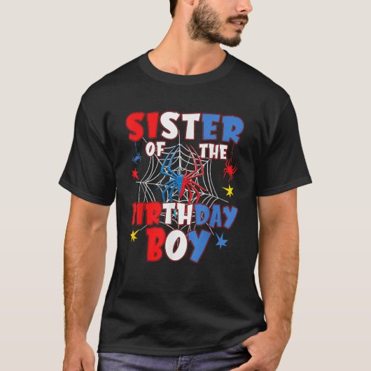 Sister Of The Birthday Boy Matching Family Spider T-Shirt (Vorderseite)