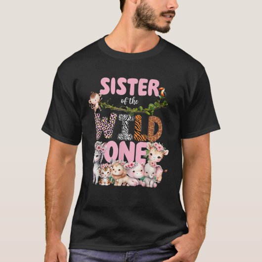 Sister of The Wild One 1st Birthday Girl Kid Safar T-Shirt (Vorderseite)