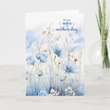 Sister on Mother's Day Blue Watercolor Wildflowers