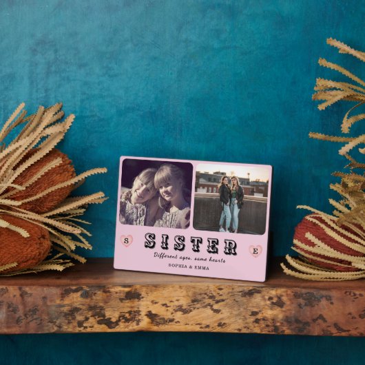Sister Photo Collage – Different Ages, Same Hearts Fotoplatte (Seite)