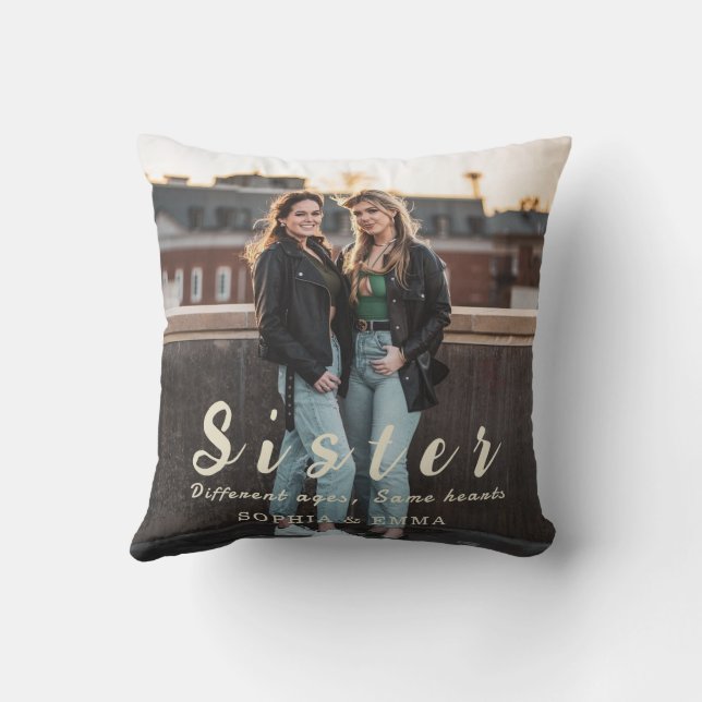 Sister Photo Collage Pillow – Same Hearts Always Kissen (Rückseite)
