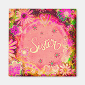 Sister Pink Hübsch Floral Inspirivity Magnet (Vorne)