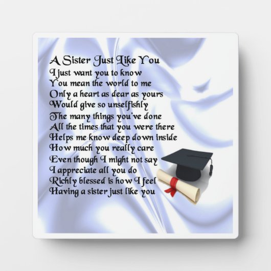 Sister Poem Plaque - Abschluss Design Fotoplatte (Vorderseite)