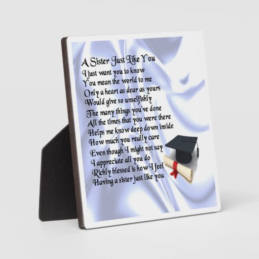 Sister Poem Plaque - Abschluss Design Fotoplatte (Vorderseite)