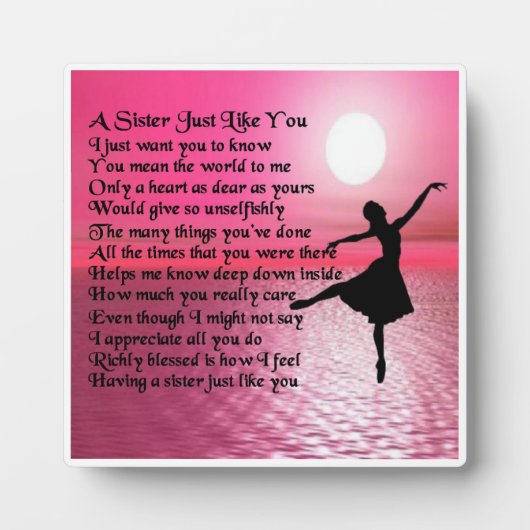 Sister Poem Plaque - Ballerina Design Fotoplatte (Vorderseite)