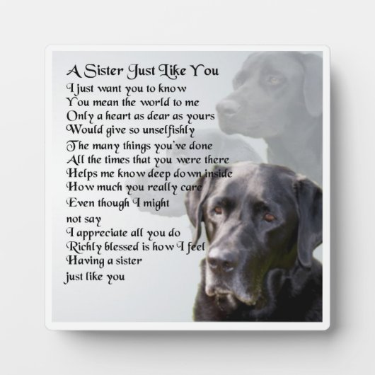 Sister Poem Plaque - Black Labrador Design Fotoplatte (Vorderseite)
