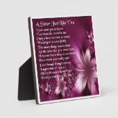 Sister Poem Plaque - Blume Design Fotoplatte (Vorderseite)
