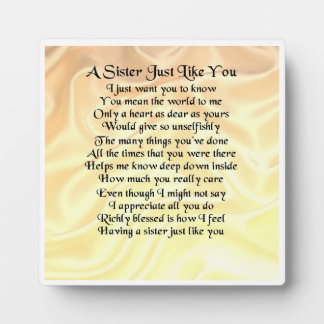 Sister Poem Plaque - Cream Silk Design Fotoplatte