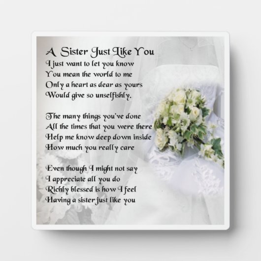 Sister Poem Plaque - Hochzeitsdesign Fotoplatte (Vorderseite)