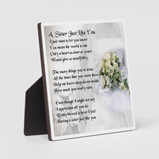 Sister Poem Plaque - Hochzeitsdesign Fotoplatte (Vorderseite)